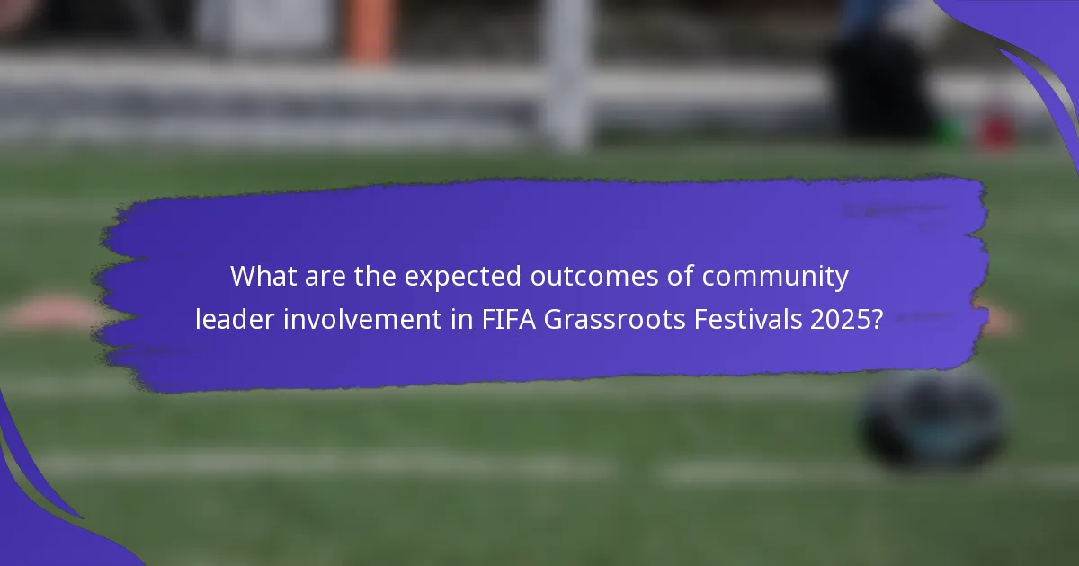 What are the expected outcomes of community leader involvement in FIFA Grassroots Festivals 2025?