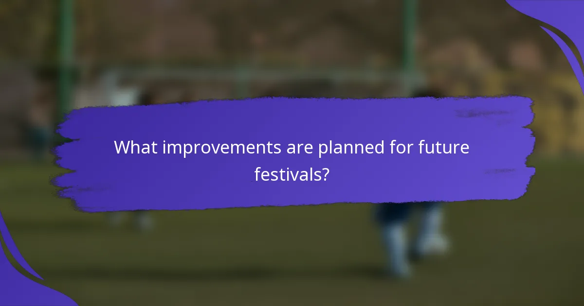 What improvements are planned for future festivals?